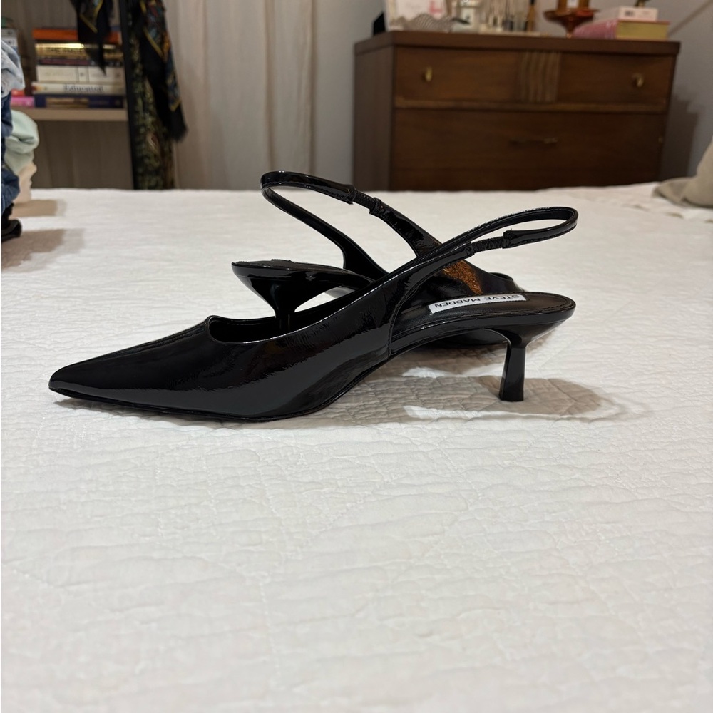 Black Patent Leather Kitten Heels - Steve Madden